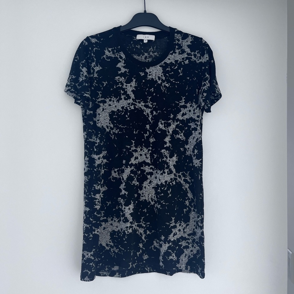IRO Aleta Burnout Tee Shirt | Black/Grey | 60% Poly/40% Cotton | Size 40